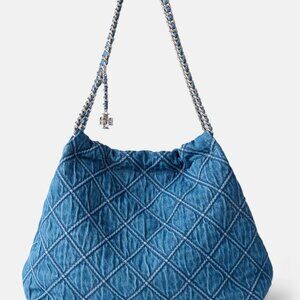 TORY BURCH Fleming Soft Denim Hobo Bag